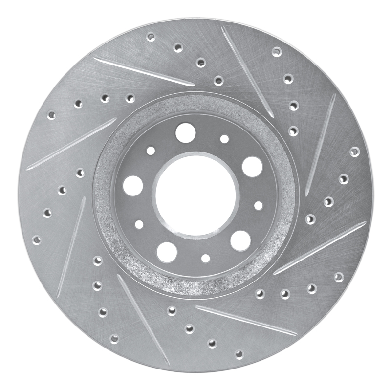 Volvo S80 Brake Rotor (1) - Front Left - R1 Concepts - Drilled & Slotted - Silver - `99-`09